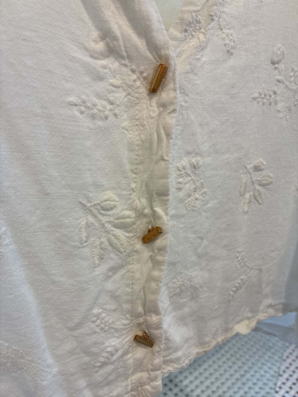Kirious Los Angeles Embroidered Button-Down Shirt Size XL White Rayon Linen
